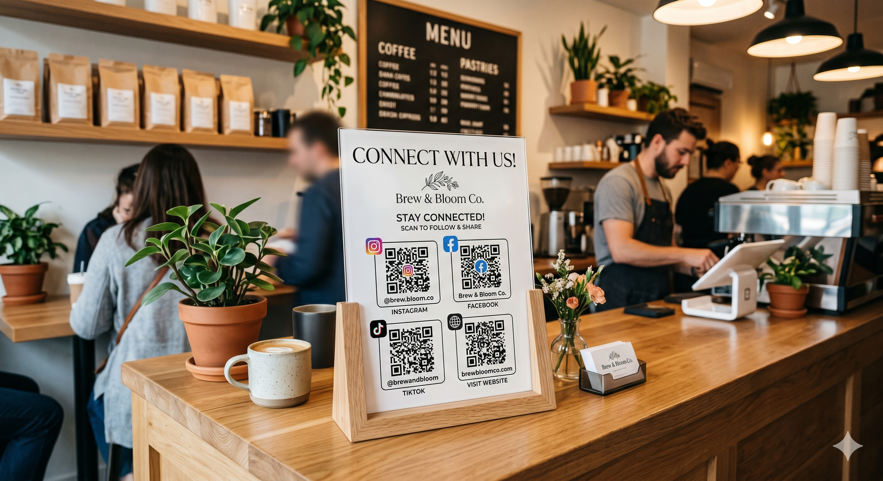 Social Media QR Code Business Stand