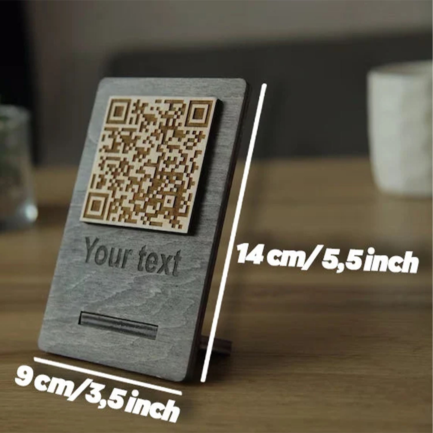 Laser Engraved Wood Simple QR Menu & Sign
