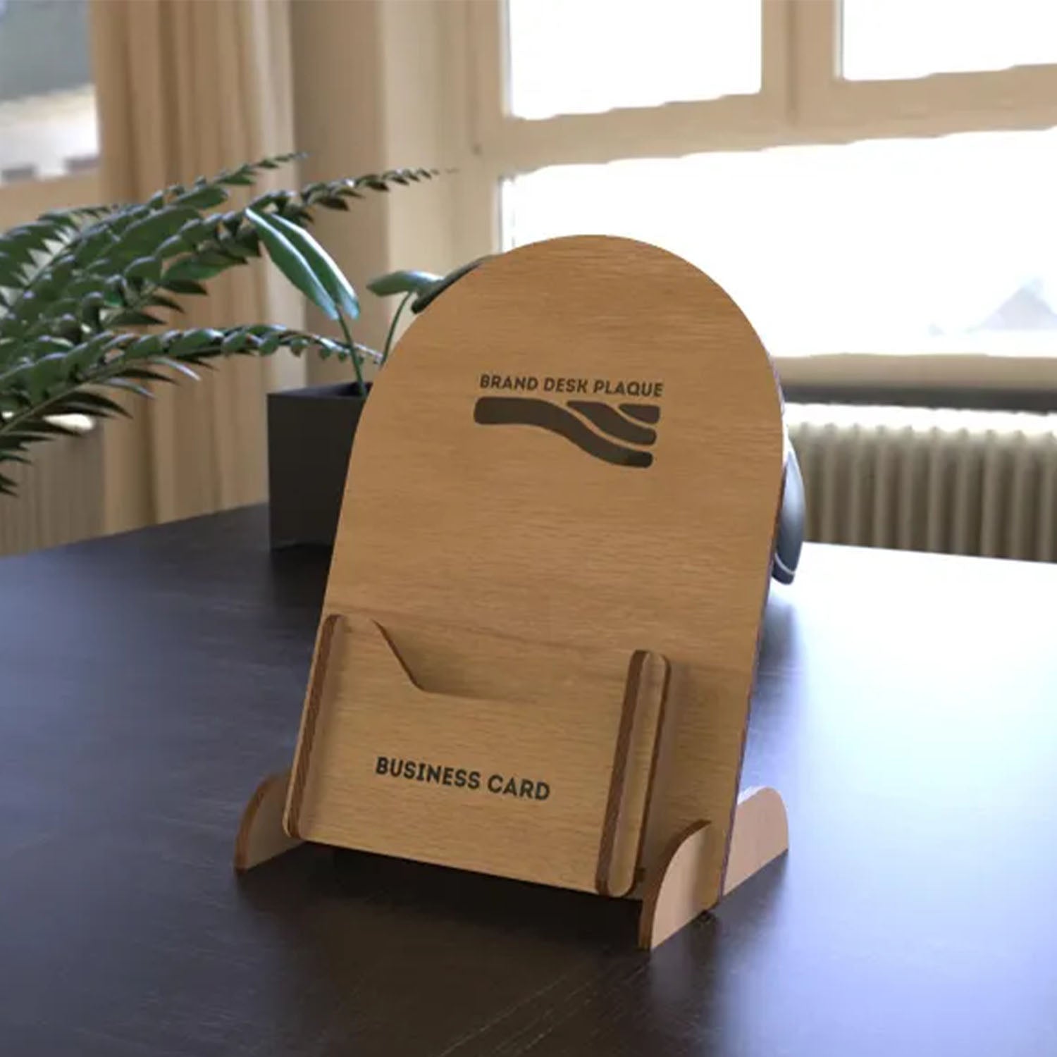 Business Card Holder - Custom Logo Desk Plaque