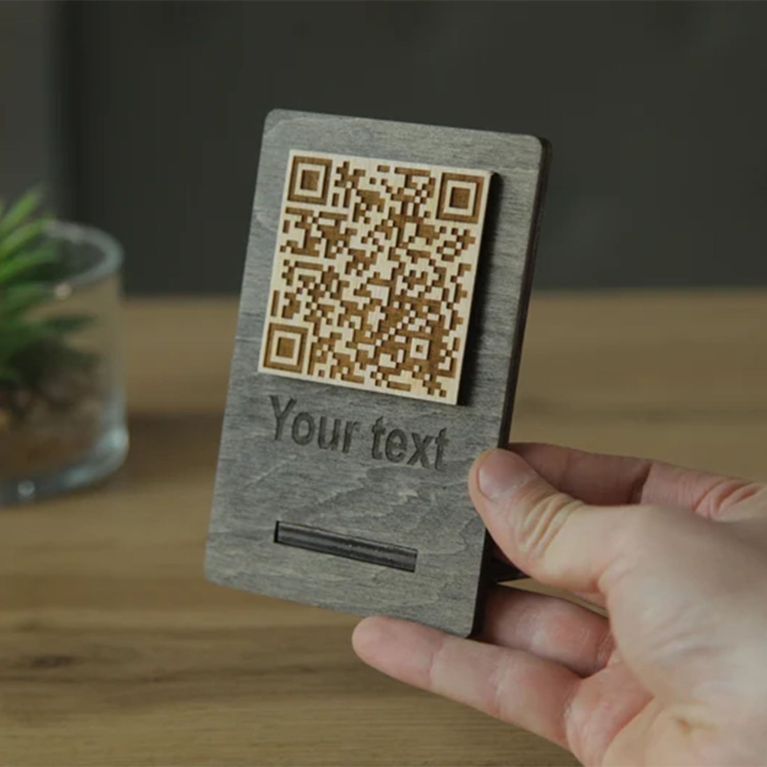Laser Engraved Wood Simple QR Menu & Sign