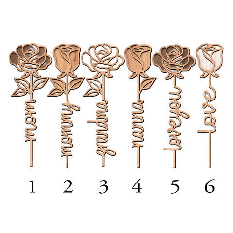 Personalized Wooden Rose for Mom | Custom Name Flower Gift for Mother's Day | Grandma's Garden Keepsake | Handcrafted Floral Decor