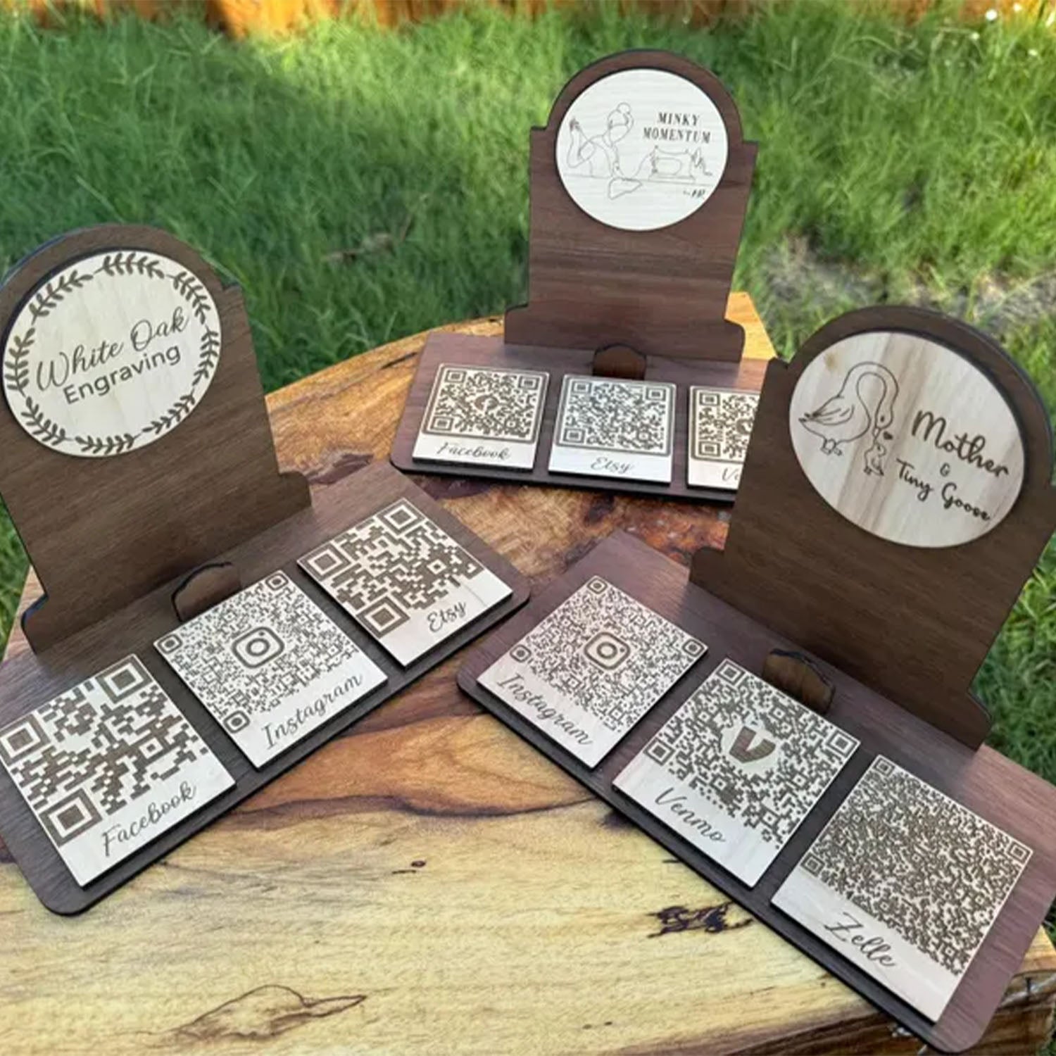 Laser Engraved Wood QR Menu & Sign