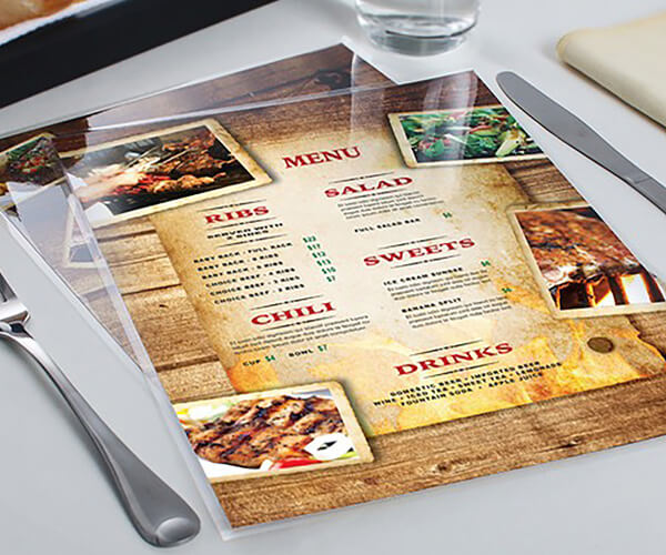 11 in x 17 in - Laminated Menus